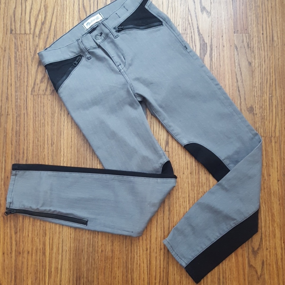 NWT Madewell Skinny Gray Colorblock Jeans Moto